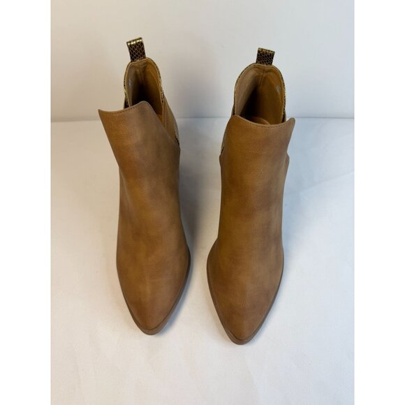 Dolce Vita Fig Womens Size 9 Cognac/Gold Snakeskin Ankle Booties Block Heel - Picture 3 of 13